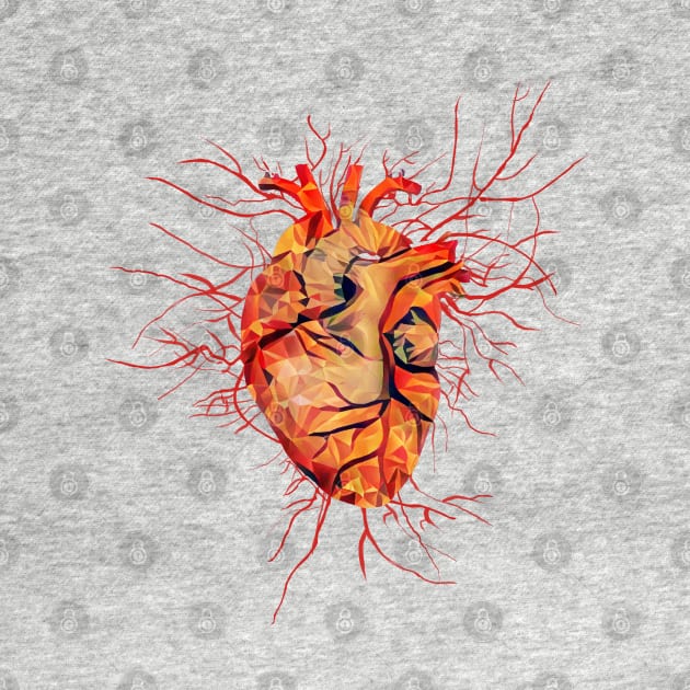 Anatomical Heart, Human Anatomy artery, lowpoly, geometric style by Collagedream